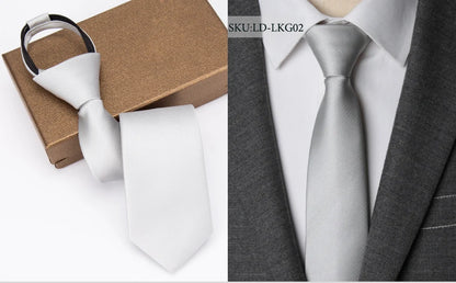 Men Necktie Zipper Lazy Tie Fashion Solid 6cm Ties Business for Man Gravatas Handkerchief Bowtie Mens Wedding Shirt Accessories