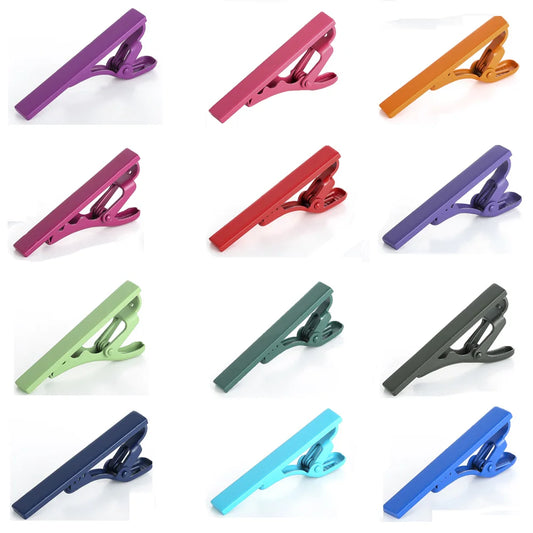 Men Classic Candy Color Tie Clasp Necktie Party Tie Clips Wedding Accessories