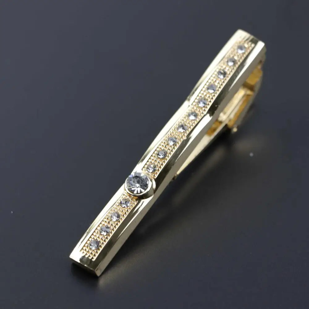 Fashion Clasp Wedding Gift Style Tie Clamp Pin Necktie Simple Clip Golden Jewel Men Metal Tie Clips No.1-18