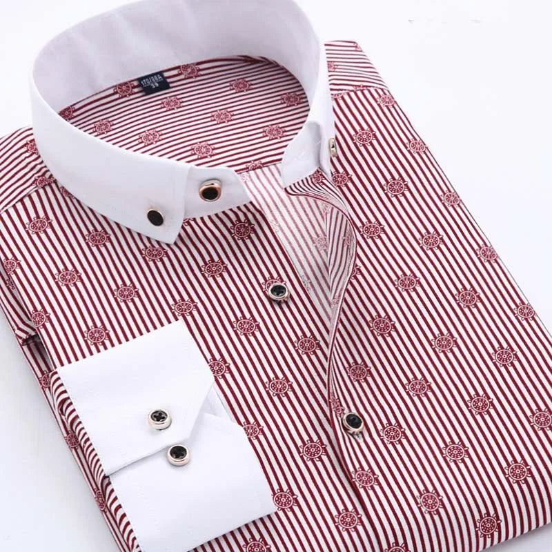 Floral Button Down Men Shirt Brand 2024 Male High Quality Long Sleeve Shirts Casual Slim Fit Black Man Clothes Dress Shirts