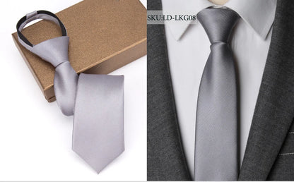 Men Necktie Zipper Lazy Tie Fashion Solid 6cm Ties Business for Man Gravatas Handkerchief Bowtie Mens Wedding Shirt Accessories