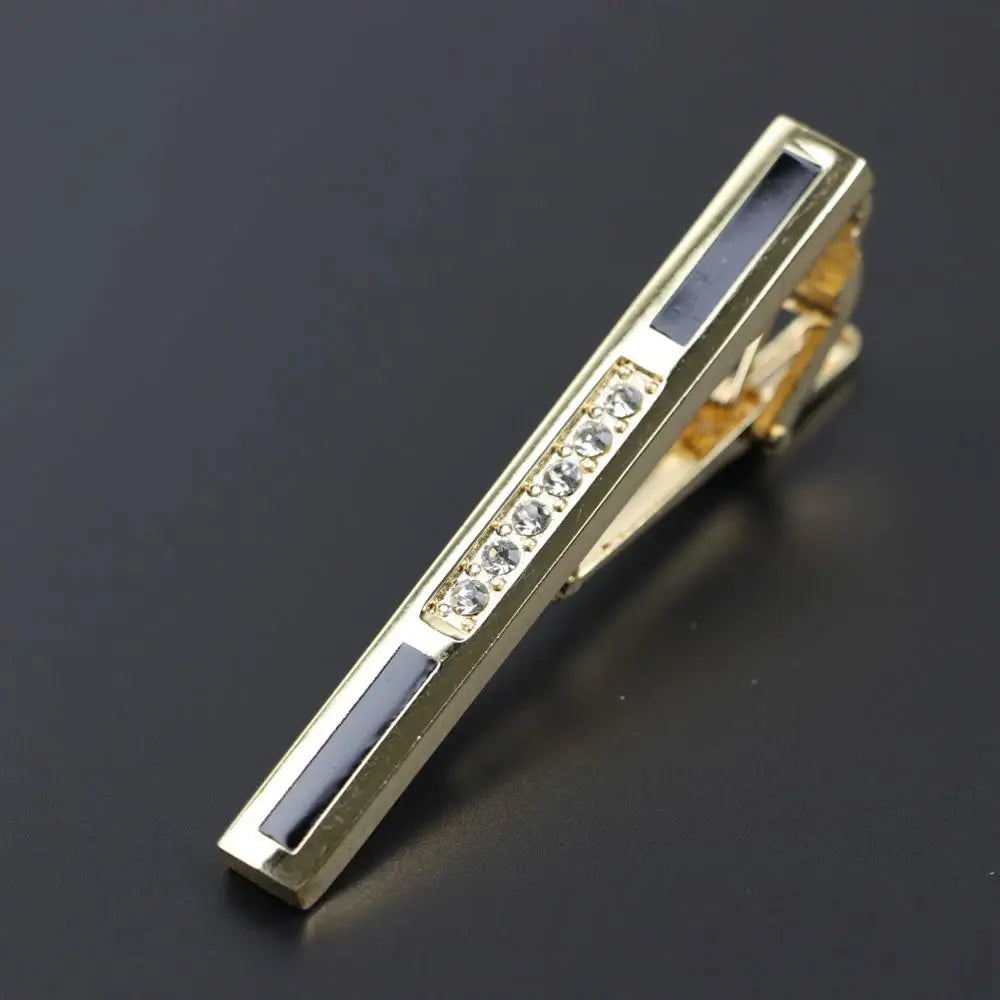 Fashion Clasp Wedding Gift Style Tie Clamp Pin Necktie Simple Clip Golden Jewel Men Metal Tie Clips No.1-18