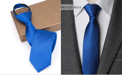 Men Necktie Zipper Lazy Tie Fashion Solid 6cm Ties Business for Man Gravatas Handkerchief Bowtie Mens Wedding Shirt Accessories