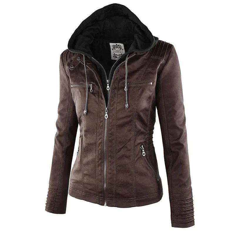 Faux Leather Jacket Women 2024 Basic Jacket Coat Female Winter Motorcycle Jacket PU Leather Zipper Hoodies Outerwear chaqueta