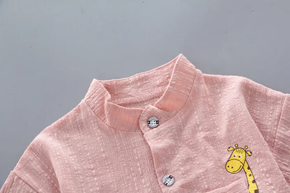 New Summer  Hot Sale Toddler Kids Baby Boys Shirt Cartoon Tops Denim Shorts Pants Outfits Set Baby Clothes