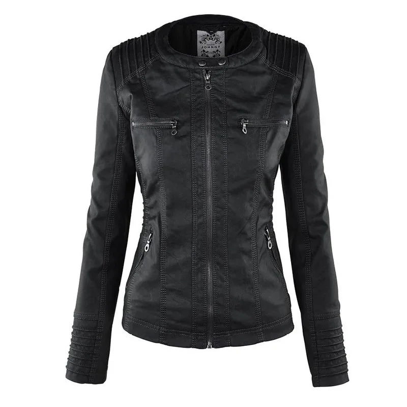 Faux Leather Jacket Women 2024 Basic Jacket Coat Female Winter Motorcycle Jacket PU Leather Zipper Hoodies Outerwear chaqueta