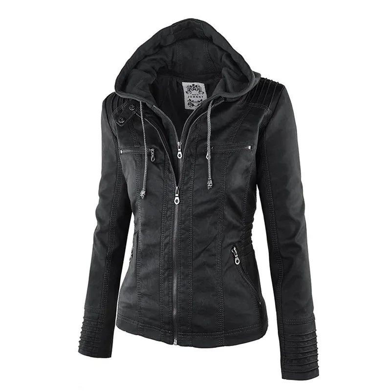 Faux Leather Jacket Women 2024 Basic Jacket Coat Female Winter Motorcycle Jacket PU Leather Zipper Hoodies Outerwear chaqueta