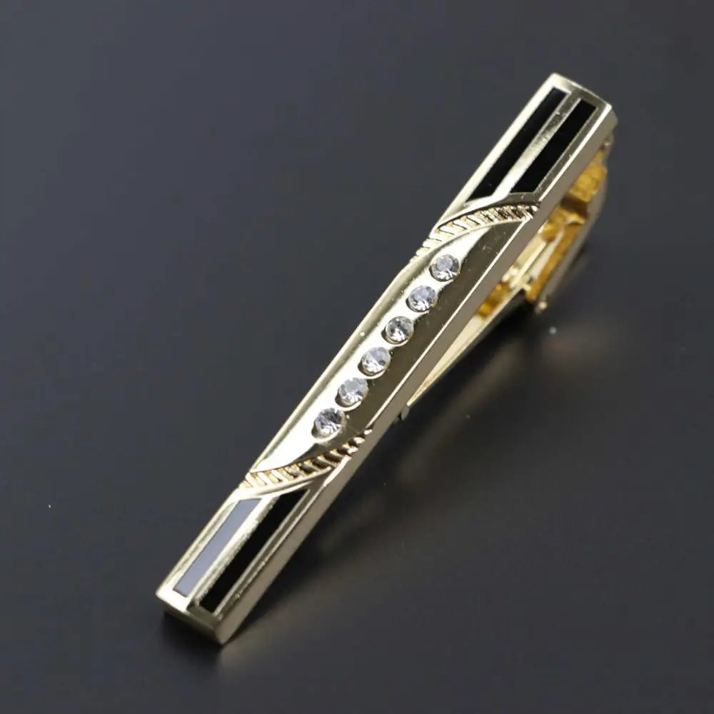 Fashion Clasp Wedding Gift Style Tie Clamp Pin Necktie Simple Clip Golden Jewel Men Metal Tie Clips No.1-18