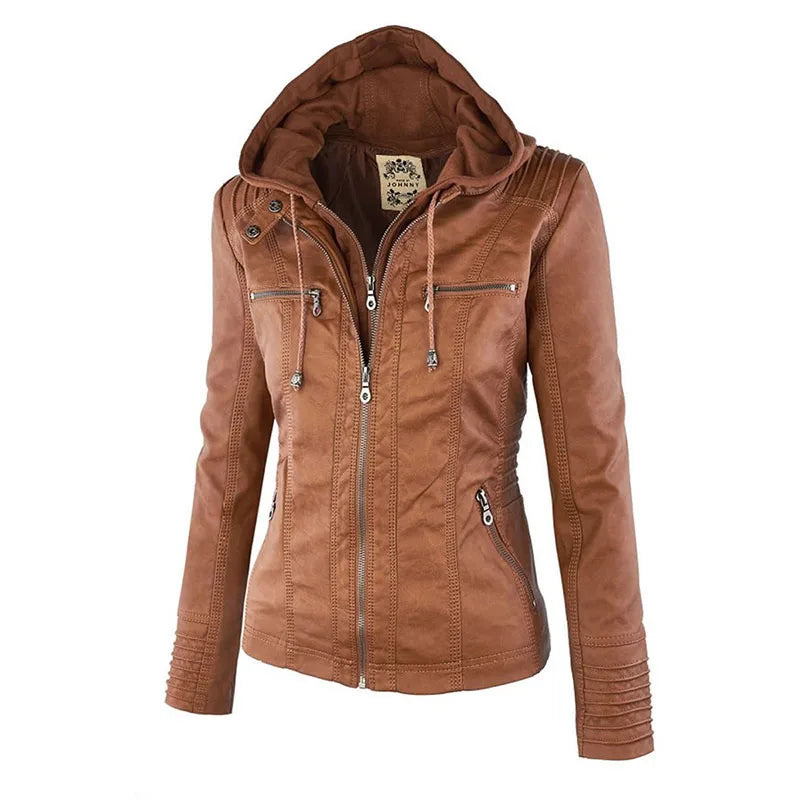 Faux Leather Jacket Women 2024 Basic Jacket Coat Female Winter Motorcycle Jacket PU Leather Zipper Hoodies Outerwear chaqueta