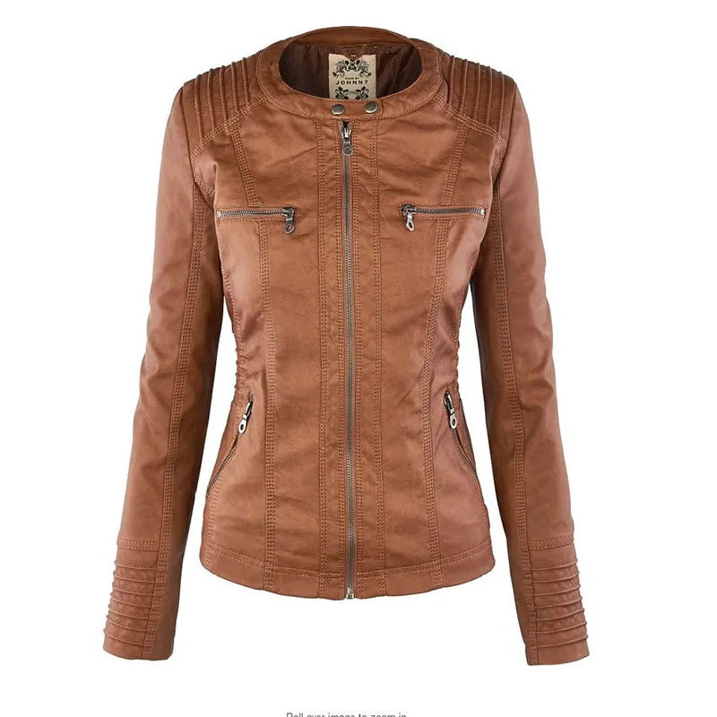 Faux Leather Jacket Women 2024 Basic Jacket Coat Female Winter Motorcycle Jacket PU Leather Zipper Hoodies Outerwear chaqueta