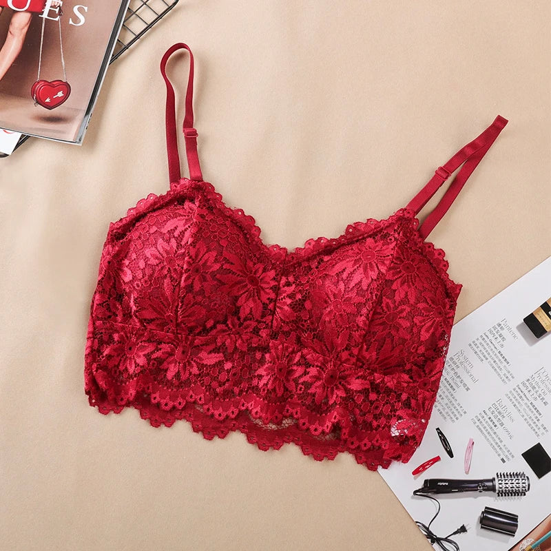 New Arrival Women Push Up Wireless Lace Bra Top Women Backless Bralette Underwear Lingerie Full Cup Hot