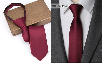 Men Necktie Zipper Lazy Tie Fashion Solid 6cm Ties Business for Man Gravatas Handkerchief Bowtie Mens Wedding Shirt Accessories