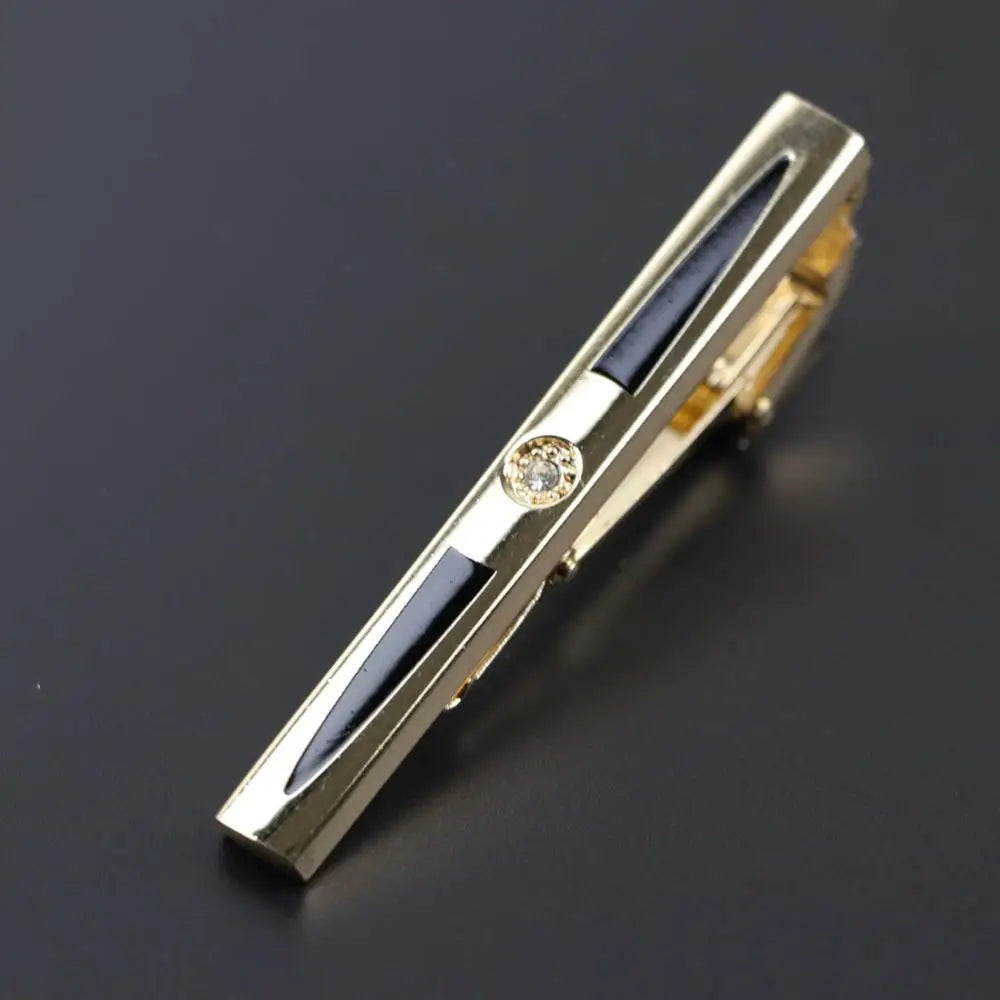 Fashion Clasp Wedding Gift Style Tie Clamp Pin Necktie Simple Clip Golden Jewel Men Metal Tie Clips No.1-18