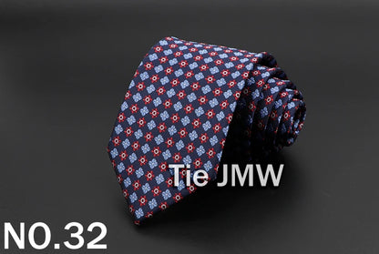 New Men's Tie Classic Solid Color Stripe Flower Floral 8cm Jacquard Necktie Accessories Daily Wear Cravat Wedding Party Gift