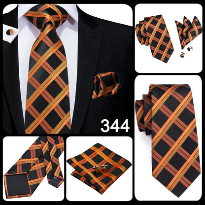 Hi-Tie Designer Silk Wedding Tie For Men Blue White Plaid Handky Cufflink Set Fashion Necktie For Men Business Party Wholesale