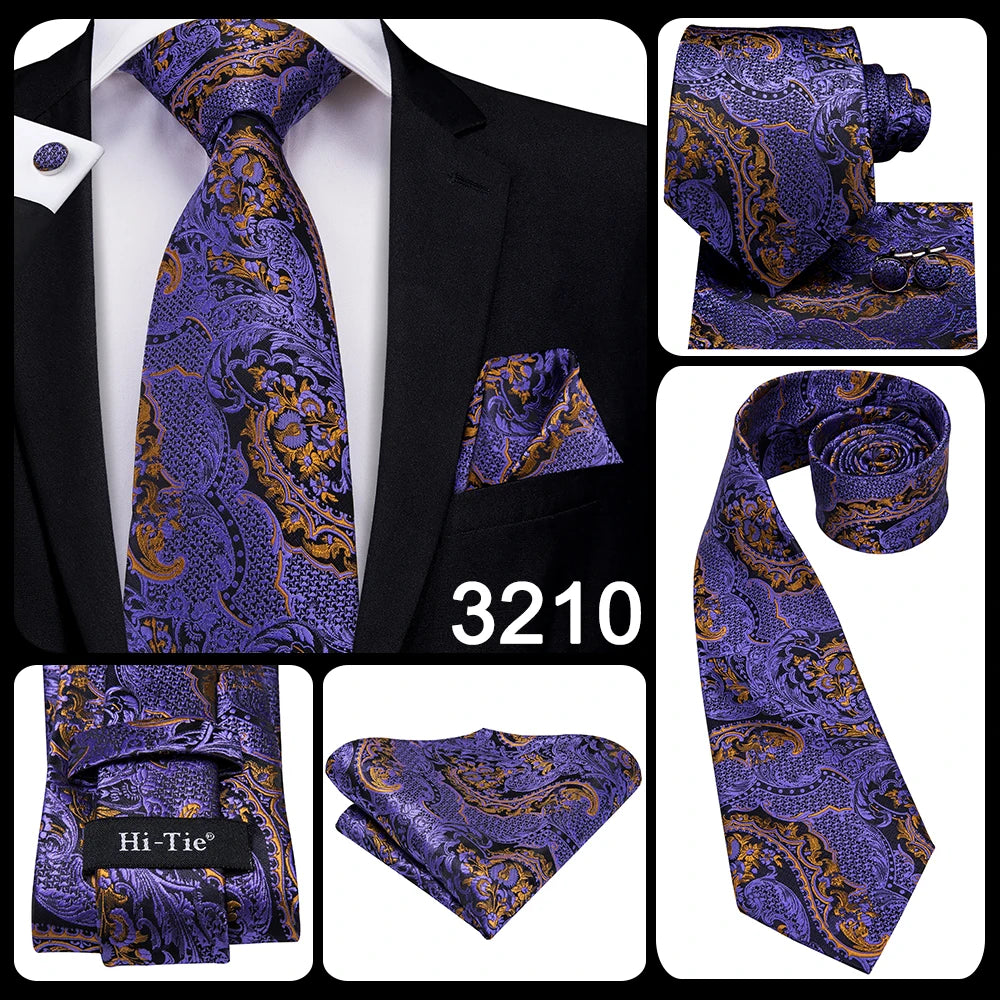 Hi-Tie Light Purple Solid Silk Wedding Tie For Men Quality Hanky Cufflink Gift Necktie Set Fashion Novelty Designer Dropshipping