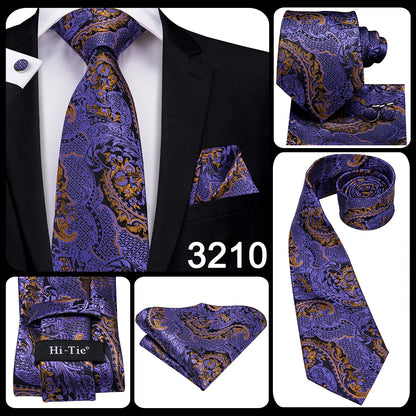 Hi-Tie Light Purple Solid Silk Wedding Tie For Men Quality Hanky Cufflink Gift Necktie Set Fashion Novelty Designer Dropshipping