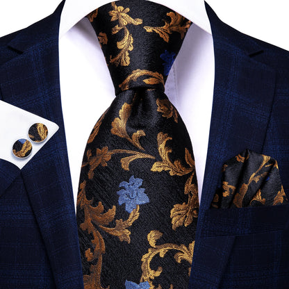 Hi-Tie 8.5cm Business Black Solid Paisley 100% Silk Men's Tie Neck Strip Ties for Men Formal Luxury Wedding Neckties Gravatas