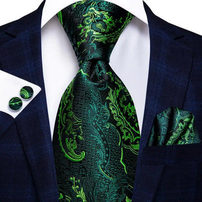 Hi-Tie 8.5cm Business Black Solid Paisley 100% Silk Men's Tie Neck Strip Ties for Men Formal Luxury Wedding Neckties Gravatas