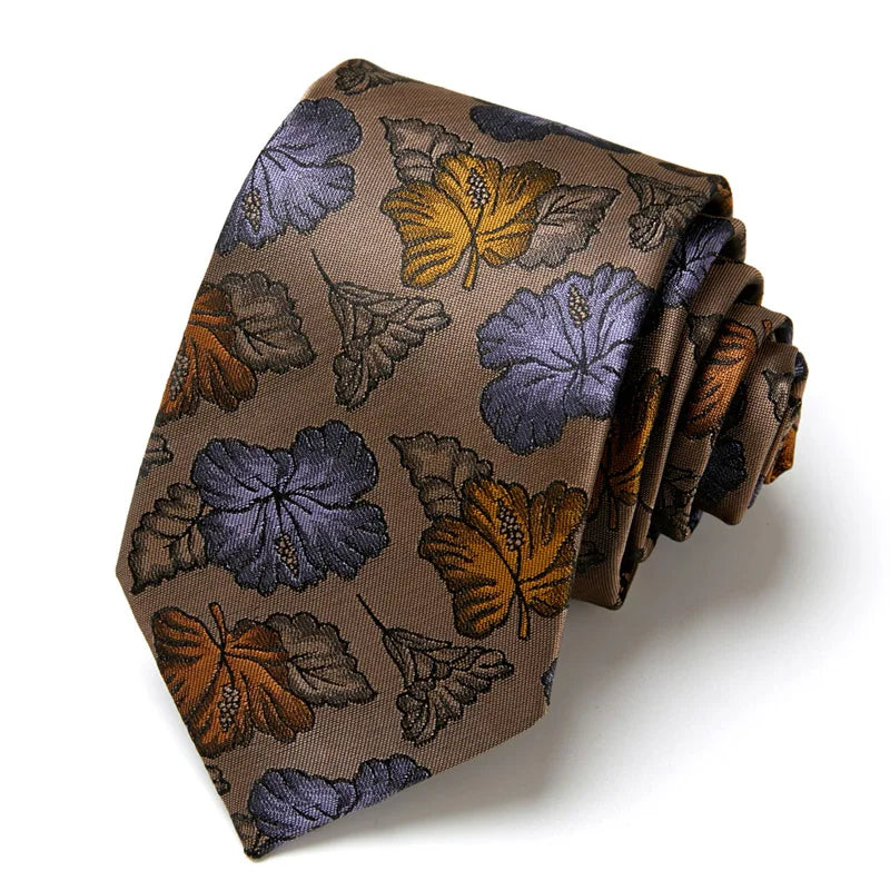 Brand 100% Silk New Men's Tie 7.5cm Blue Necktie Green & Orange Silk Gravatas For Men Paisley Floral Fit Wedding Workplace Slim