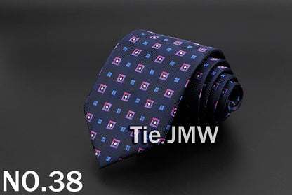 New Men's Tie Classic Solid Color Stripe Flower Floral 8cm Jacquard Necktie Accessories Daily Wear Cravat Wedding Party Gift