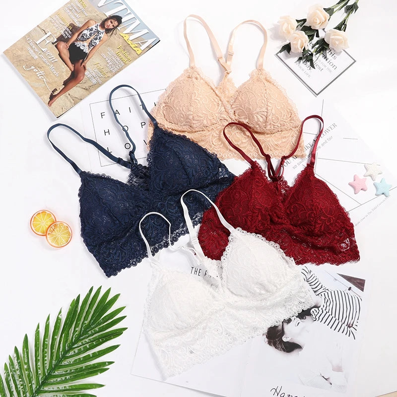 New Arrival Women Push Up Wireless Lace Bra Top Women Backless Bralette Underwear Lingerie Full Cup Hot