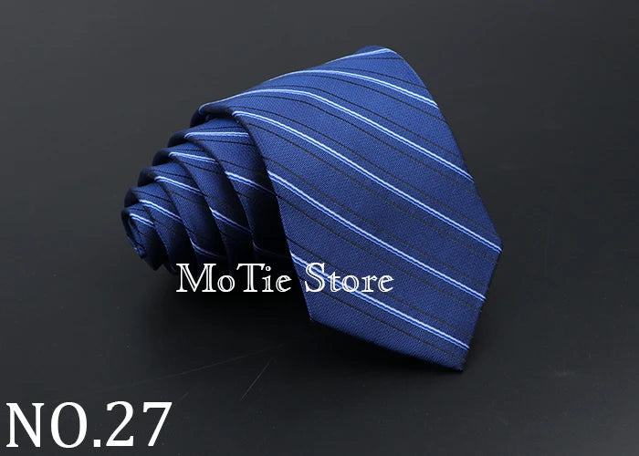 Classic Tie For Men Business Solid Color Stripe Plaid Dots 7cm Jacquard Wedding Dress Necktie Daily Wear Cravat Accessories Gift