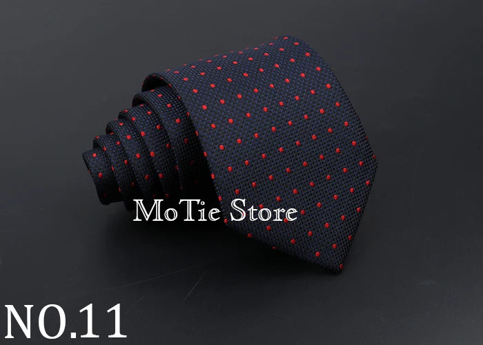 Classic Tie For Men Business Solid Color Stripe Plaid Dots 7cm Jacquard Wedding Dress Necktie Daily Wear Cravat Accessories Gift