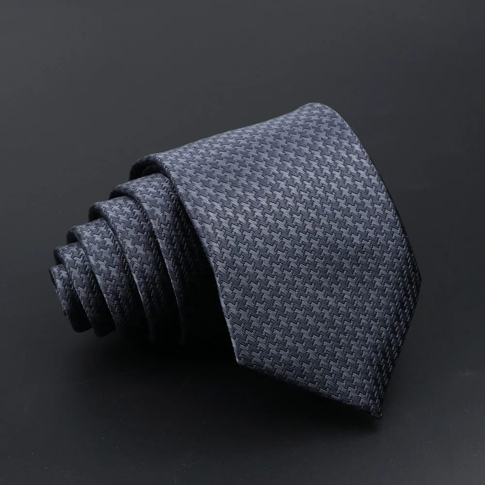 Classic Tie For Men Business Solid Color Stripe Plaid Dots 7cm Jacquard Wedding Dress Necktie Daily Wear Cravat Accessories Gift