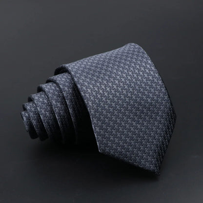 Classic Tie For Men Business Solid Color Stripe Plaid Dots 7cm Jacquard Wedding Dress Necktie Daily Wear Cravat Accessories Gift