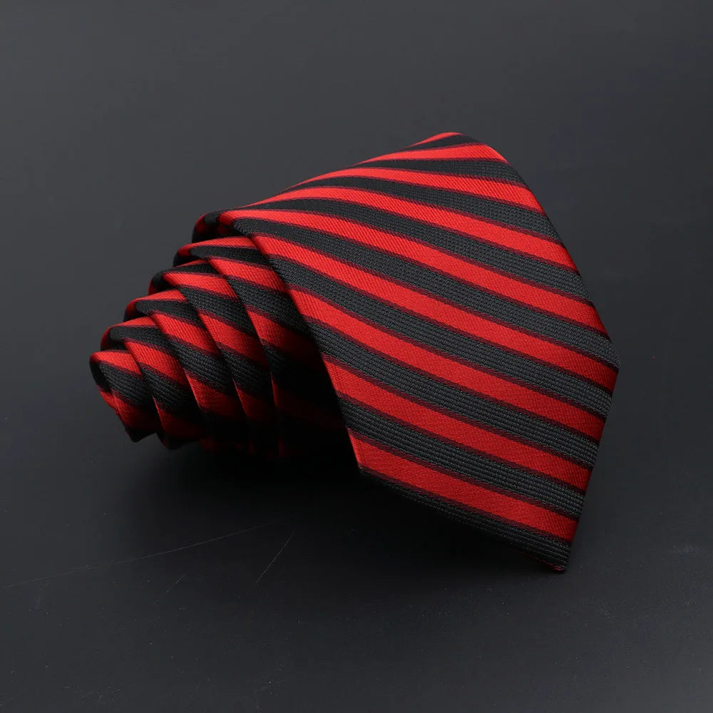 Classic Tie For Men Business Solid Color Stripe Plaid Dots 7cm Jacquard Wedding Dress Necktie Daily Wear Cravat Accessories Gift