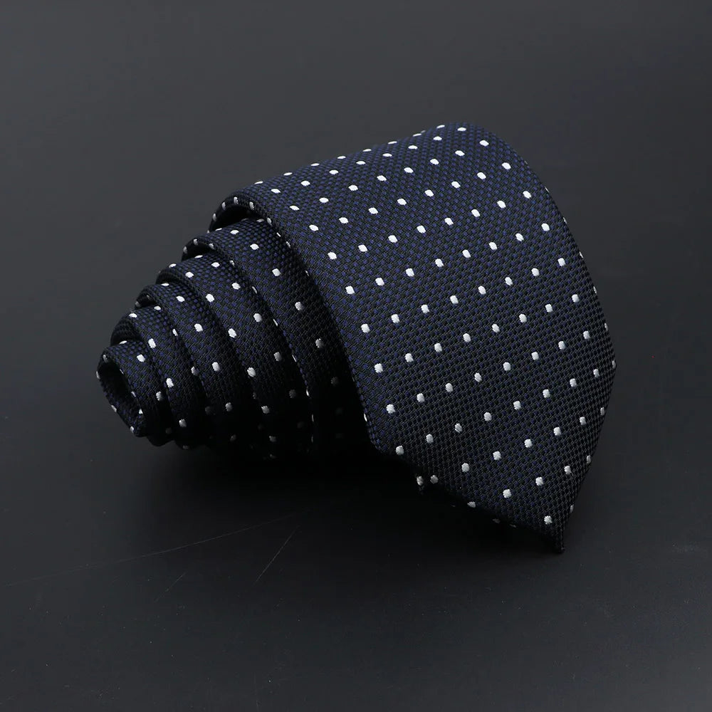 Classic Tie For Men Business Solid Color Stripe Plaid Dots 7cm Jacquard Wedding Dress Necktie Daily Wear Cravat Accessories Gift