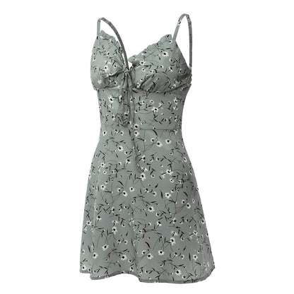 Sexy Sheath Floral Print Suspender Dresses For Women's Ladies Thin Straped Boycon off Shoulder Mini Dress Casual Daily Wear