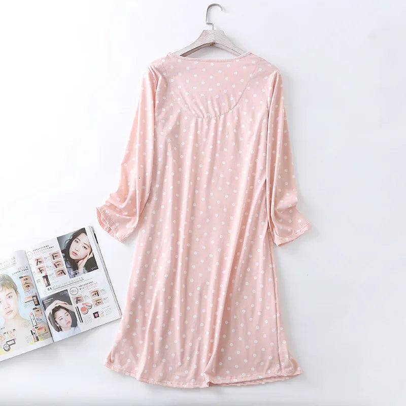 Spring Summer Women Casual Night Dress 100% Cotton Nightgown Female Lounge Long Sleepshirt Plus Size Dresses Vestidos feminino
