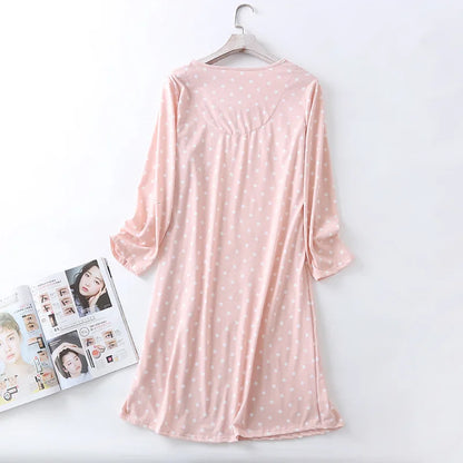 Spring Summer Women Casual Night Dress 100% Cotton Nightgown Female Lounge Long Sleepshirt Plus Size Dresses Vestidos feminino