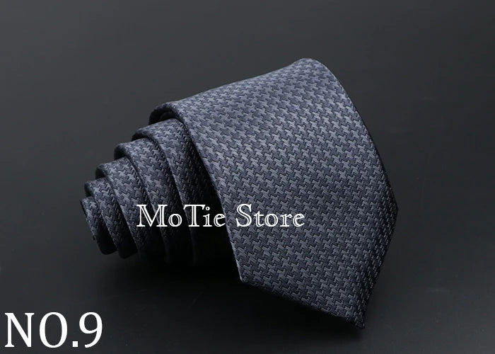 Classic Tie For Men Business Solid Color Stripe Plaid Dots 7cm Jacquard Wedding Dress Necktie Daily Wear Cravat Accessories Gift