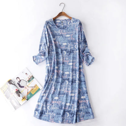 Spring Summer Women Casual Night Dress 100% Cotton Nightgown Female Lounge Long Sleepshirt Plus Size Dresses Vestidos feminino