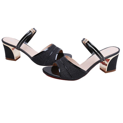 2024 New fashion Women's sandals Word Buckle  High Heels Summer New Fish Mouth Sexy Sandals Women's Shoes Gold