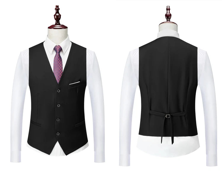 3 Pcs Suits Set Blazers Jacket Pants Vest / 2023 Fashion New Men Casual Boutique Business Slim Dress Formal Coat Trousers