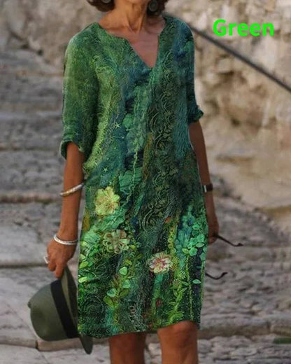 New Spring Women Loose Vintage Ruffles Dress Summer Large Big Printed Boho Casual Party Elegant Dresses