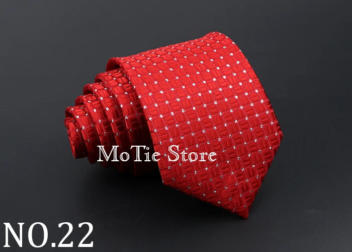 Classic Tie For Men Business Solid Color Stripe Plaid Dots 7cm Jacquard Wedding Dress Necktie Daily Wear Cravat Accessories Gift