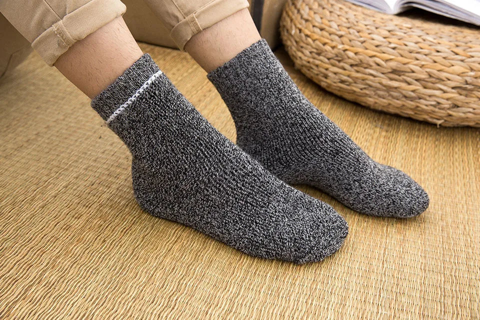 Winter Men's Merino Wool Socks Super Thick Warm High Quality Harajuku Retro Snow Casual Antifreeze Cashmere Socks Men 3 Pair