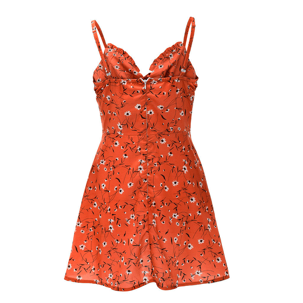 Sexy Sheath Floral Print Suspender Dresses For Women's Ladies Thin Straped Boycon off Shoulder Mini Dress Casual Daily Wear