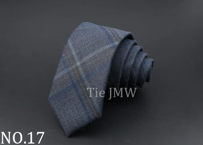 Mens Ties Classic Jacquard Striped Plaid Necktie 6cm  Skinny Neckties Polyester Narrow Collar Suit Shirt Tie Accessories Gift