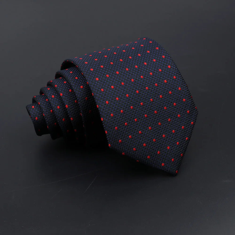 Classic Tie For Men Business Solid Color Stripe Plaid Dots 7cm Jacquard Wedding Dress Necktie Daily Wear Cravat Accessories Gift