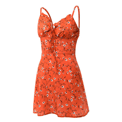 Sexy Sheath Floral Print Suspender Dresses For Women's Ladies Thin Straped Boycon off Shoulder Mini Dress Casual Daily Wear