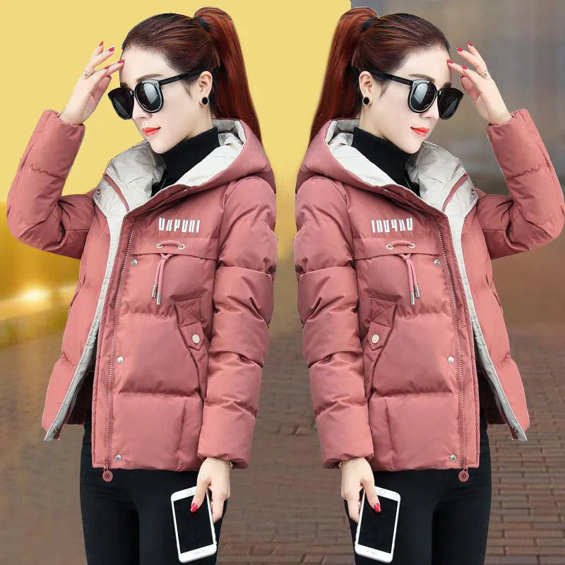 winter jacket women 2024 new Casual Parka Hooded Thick Down Cotton Padded Parka Female Jacket Short Coat Slim Warm Outwear