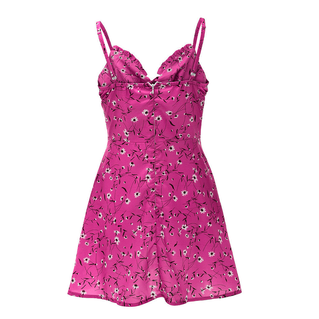 Sexy Sheath Floral Print Suspender Dresses For Women's Ladies Thin Straped Boycon off Shoulder Mini Dress Casual Daily Wear