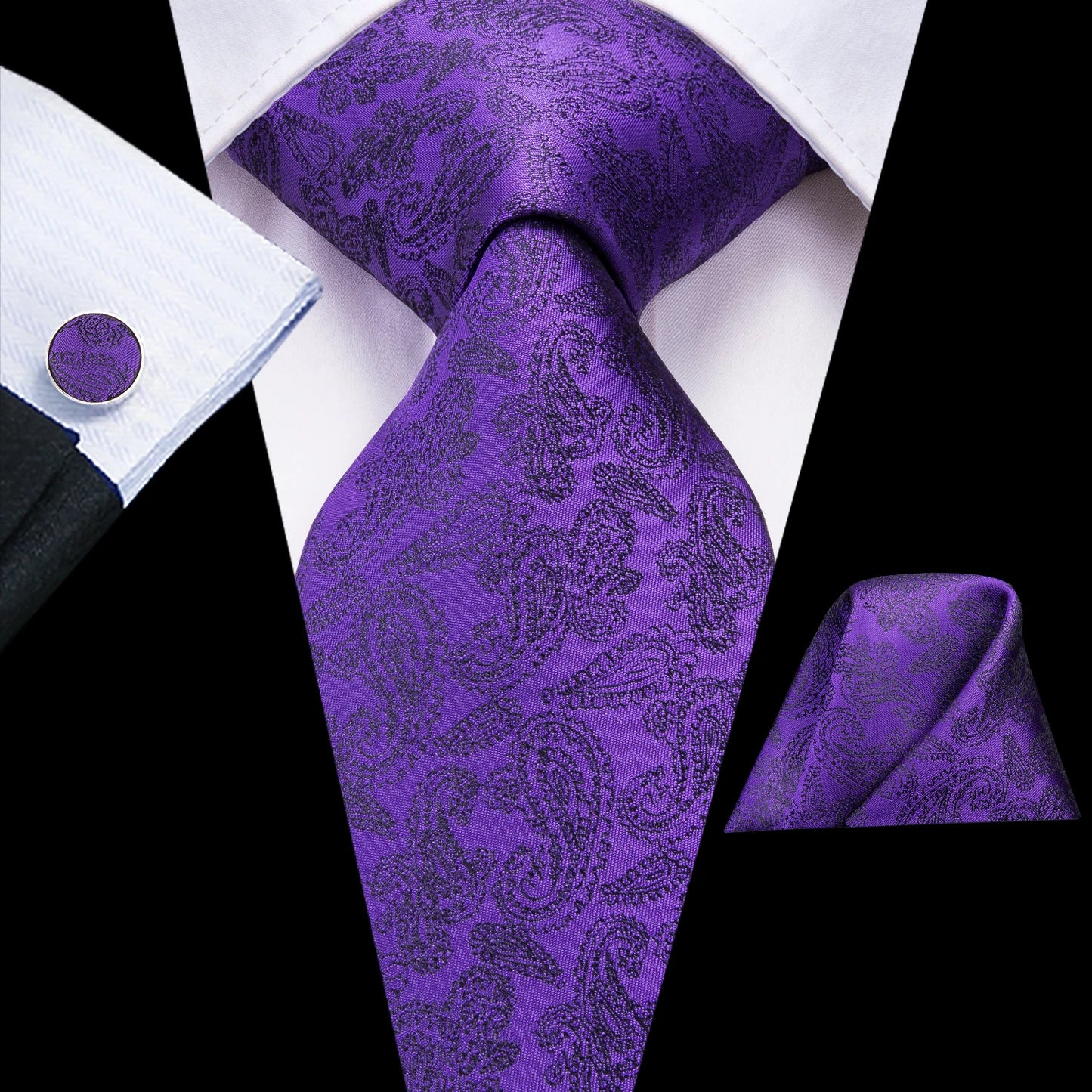 Hi-Tie Light Purple Solid Silk Wedding Tie For Men Quality Hanky Cufflink Gift Necktie Set Fashion Novelty Designer Dropshipping