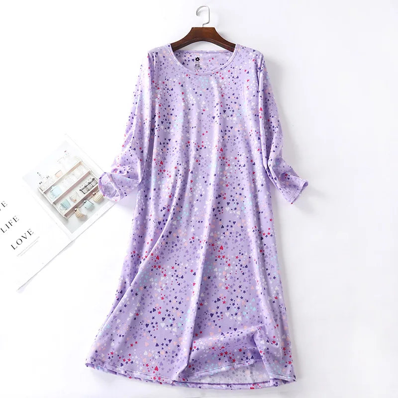 Spring Summer Women Casual Night Dress 100% Cotton Nightgown Female Lounge Long Sleepshirt Plus Size Dresses Vestidos feminino